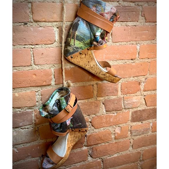 VINTAGE Redesigned Fabric Collage Wedges - Picture 5 of 12